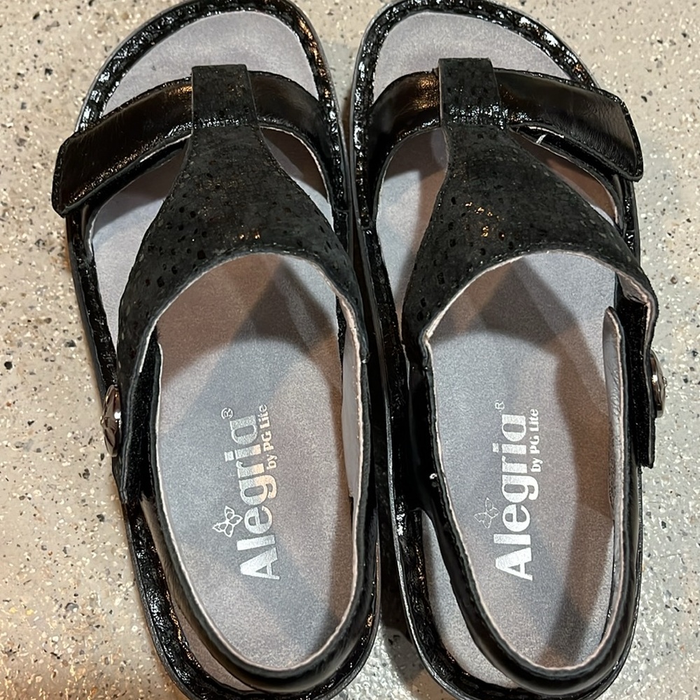 ALEGRIA KENDRA SLINGBACK SANDALS TILE ME MORE BLACK EU SIZE 36 US 6-6.5 LIKE NEW - Picture 9 of 15